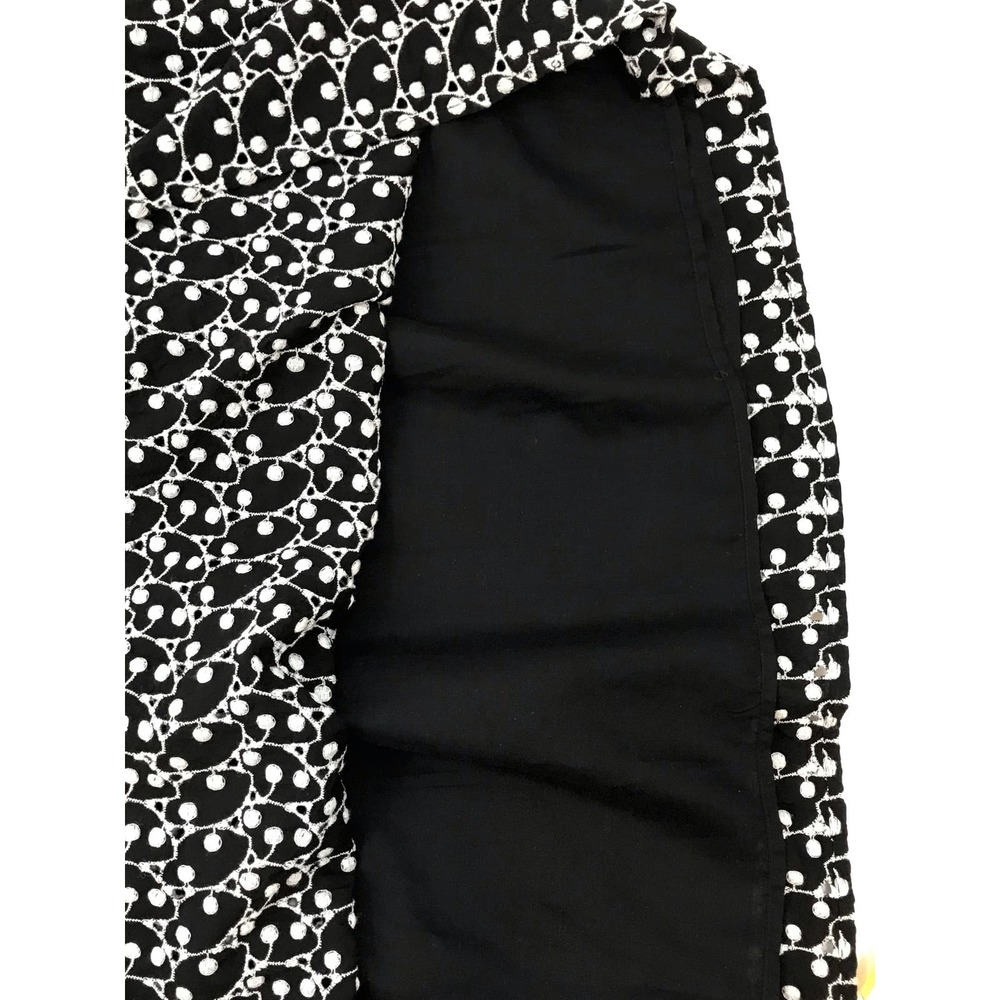 Ann Taylor Loft Black & White Eyelet Smocked Yoke Swing Dress Size Medium - Picture 5 of 11